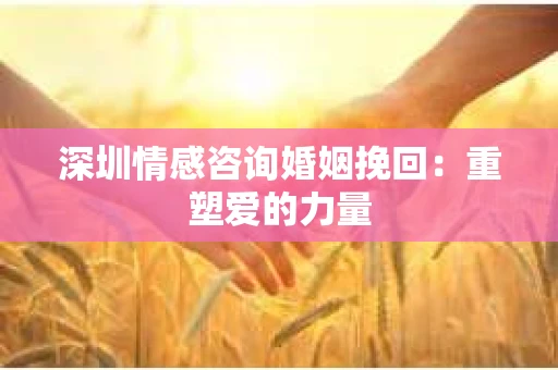 深圳情感咨询婚姻挽回：重塑爱的力量