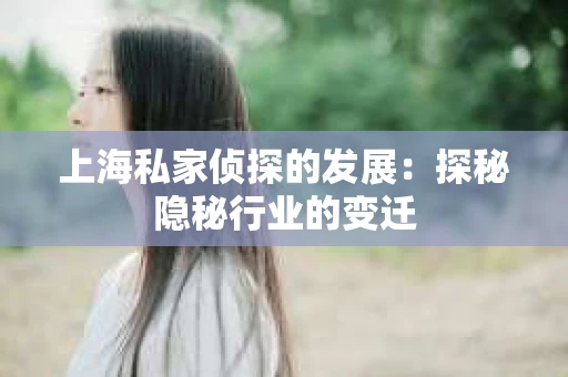 上海私家侦探的发展：探秘隐秘行业的变迁