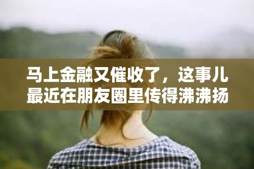 马上金融又催收了，这事儿最近在朋友圈里传得沸沸扬扬。说实话，我也有点好奇，这马上金融到底是怎么回事？催收又是怎么一回事？今天，我就来跟大家聊聊这个话题。