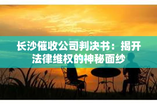 长沙催收公司判决书：揭开法律维权的神秘面纱