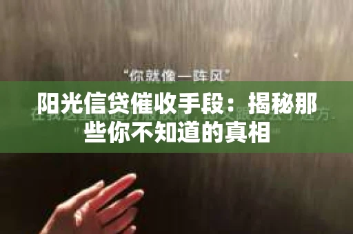阳光信贷催收手段：揭秘那些你不知道的真相
