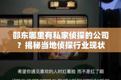 邵东哪里有私家侦探的公司？揭秘当地侦探行业现状