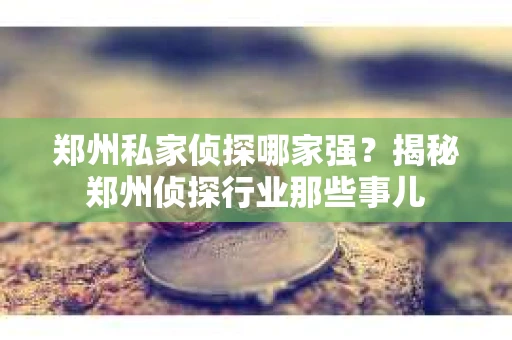 郑州私家侦探哪家强？揭秘郑州侦探行业那些事儿