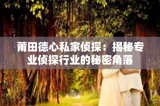 莆田德心私家侦探：揭秘专业侦探行业的秘密角落