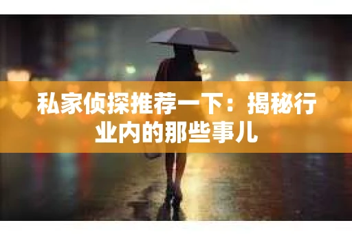 私家侦探推荐一下：揭秘行业内的那些事儿